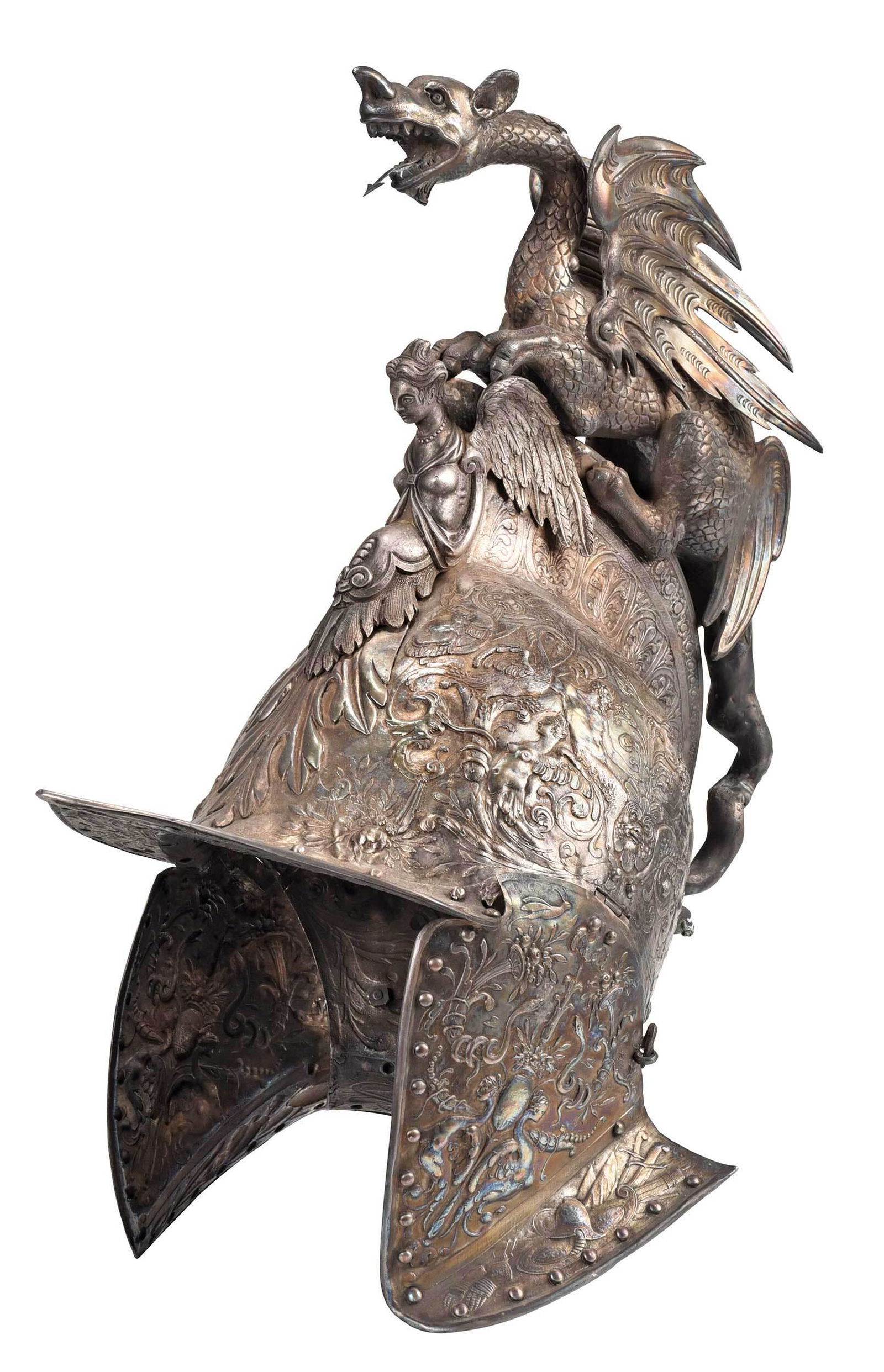 Repousse Metal Helmet with Dragon Finial (1 of 8)