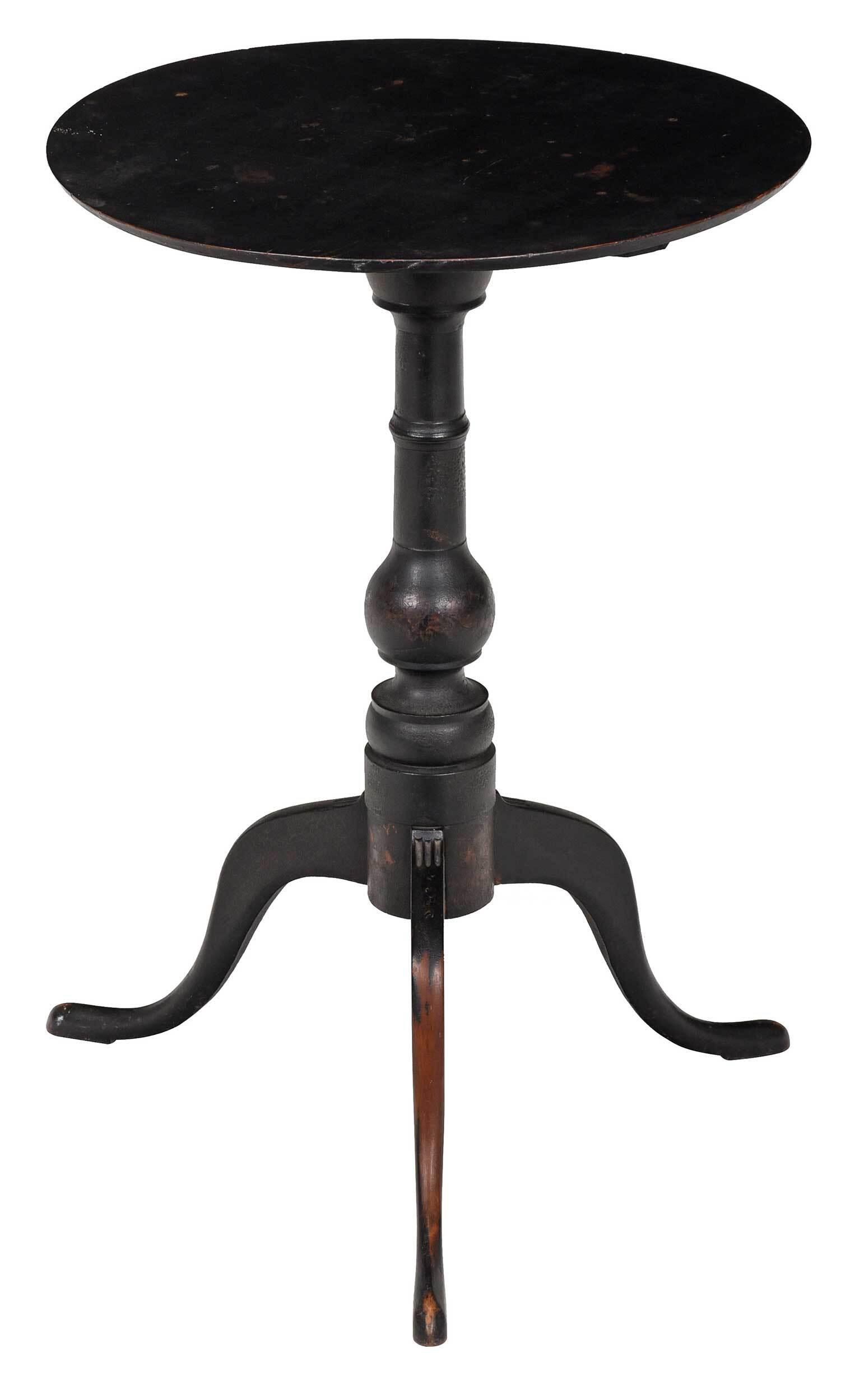 American Queen Anne Tilt Top Candlestand in Early Paint (1 of 6)