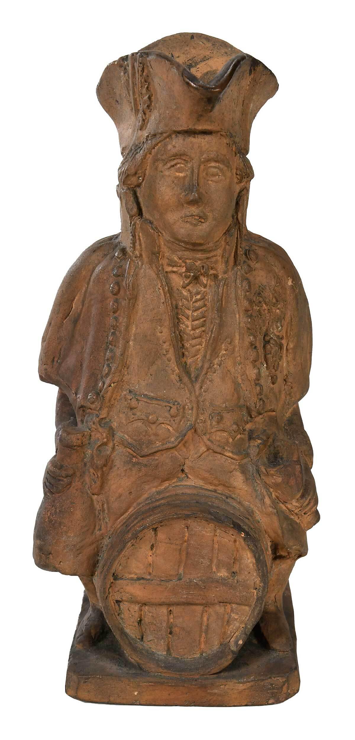 Terracotta Figure, Man Sitting on Barrel (1 of 8)