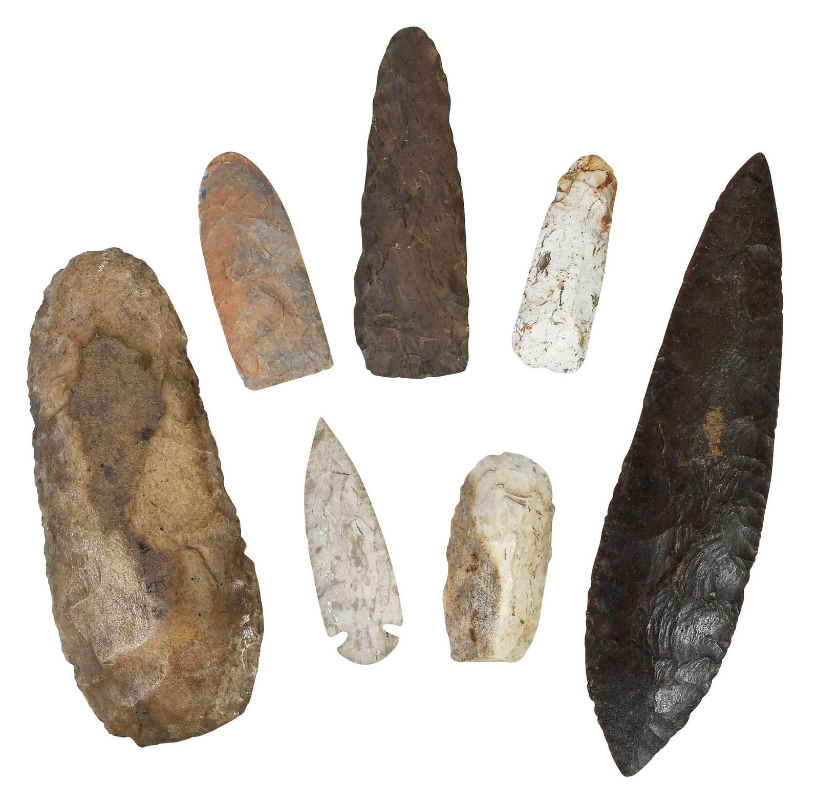 Seven Stone Tools, Flint, and Arrowheads (1 of 6)