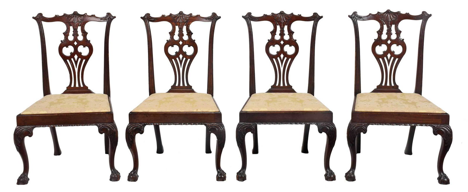 Set of Four Chinese Chippendale Carved Mahogany Chairs (1 of 16)