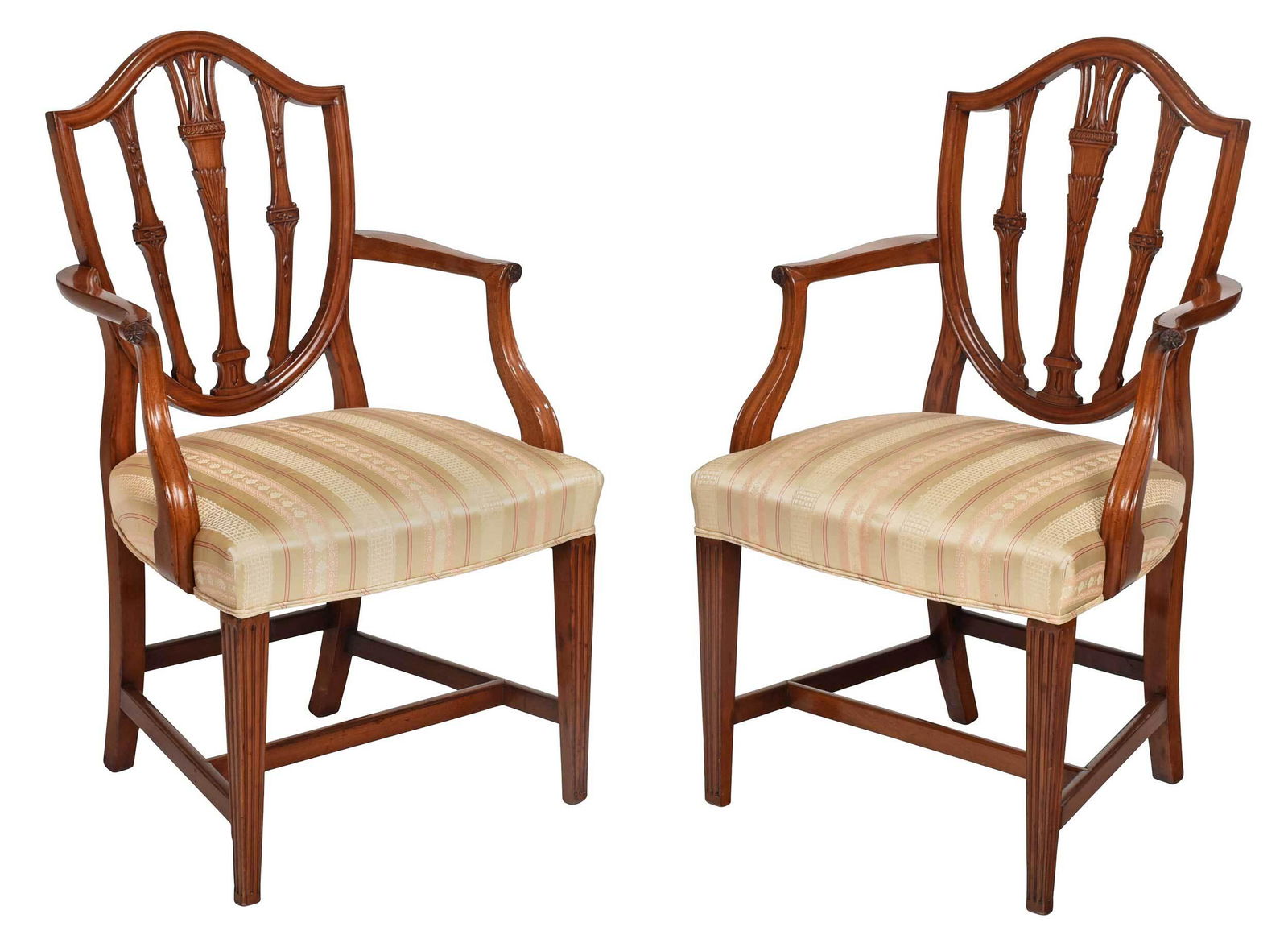 Pair George III Carved Mahogany Open Armchairs (1 of 7)