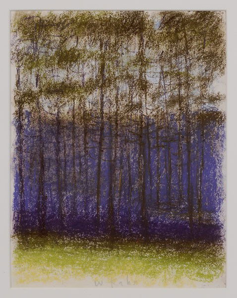 Wolf Kahn: (New York/Vermont, born 1927), Reaching Pines, 1998, signed bottom center "W. Kahn", titled and dated on label verso, pastel on paper, 14 x 11 in.; wood frame, good condition Provenance: Jerald Melber