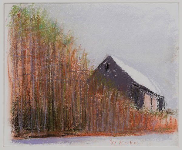 Wolf Kahn: (New York/Vermont, born 1927), Behind a Privet Hedge, 2003, signed lower right "W Kahn" and titled and dated on label verso, pastel on paper, 11 x 14 in.; modern silver gilt frame, good condition Prov