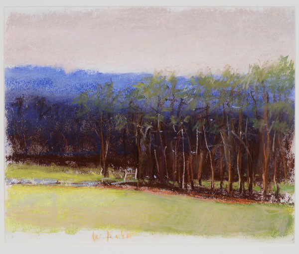 Wolf Kahn: (New York/Vermont, born 1927), Blue Hilltop, 2000, signed left of center "W. Kahn", pastel on paper, 11 x 14 in.; modern gilt wood frame, good condition Provenance: Jerald Melberg Gallery, Charlotte,