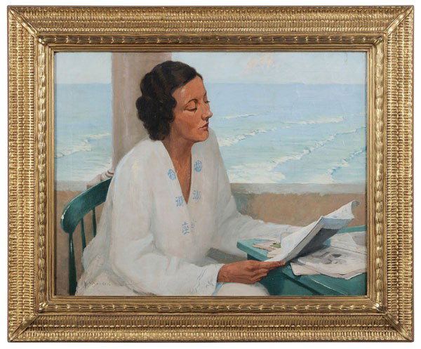 William Edgar Spader: (New York, 1875-1954), Last of the Season, circa 1920's, signed lower left "W.E. Spader", oil on canvas, 22-1/8 x 28-1/8 in.; 20th century carved and gilt wood and composition Arts and Crafts style fr