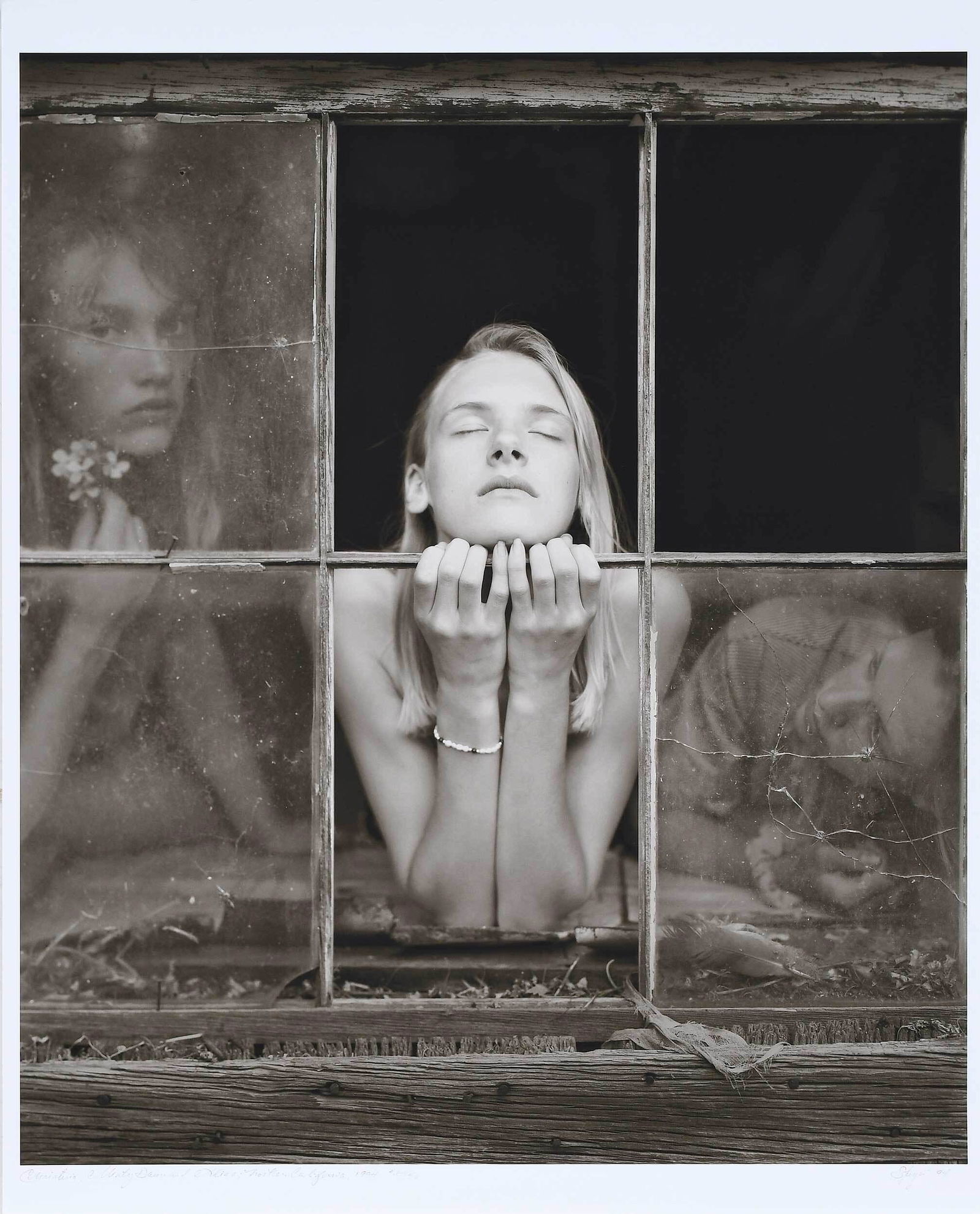 Jock Sturges: (American, b. 1947) Kristina, Misty Dawn and Alisa, Northern California, 1994, signed, titled, editioned 24/40, margin recto, digital pigment print, 20 x 16 in.; unframed Provenance: Paul Cava Photogr