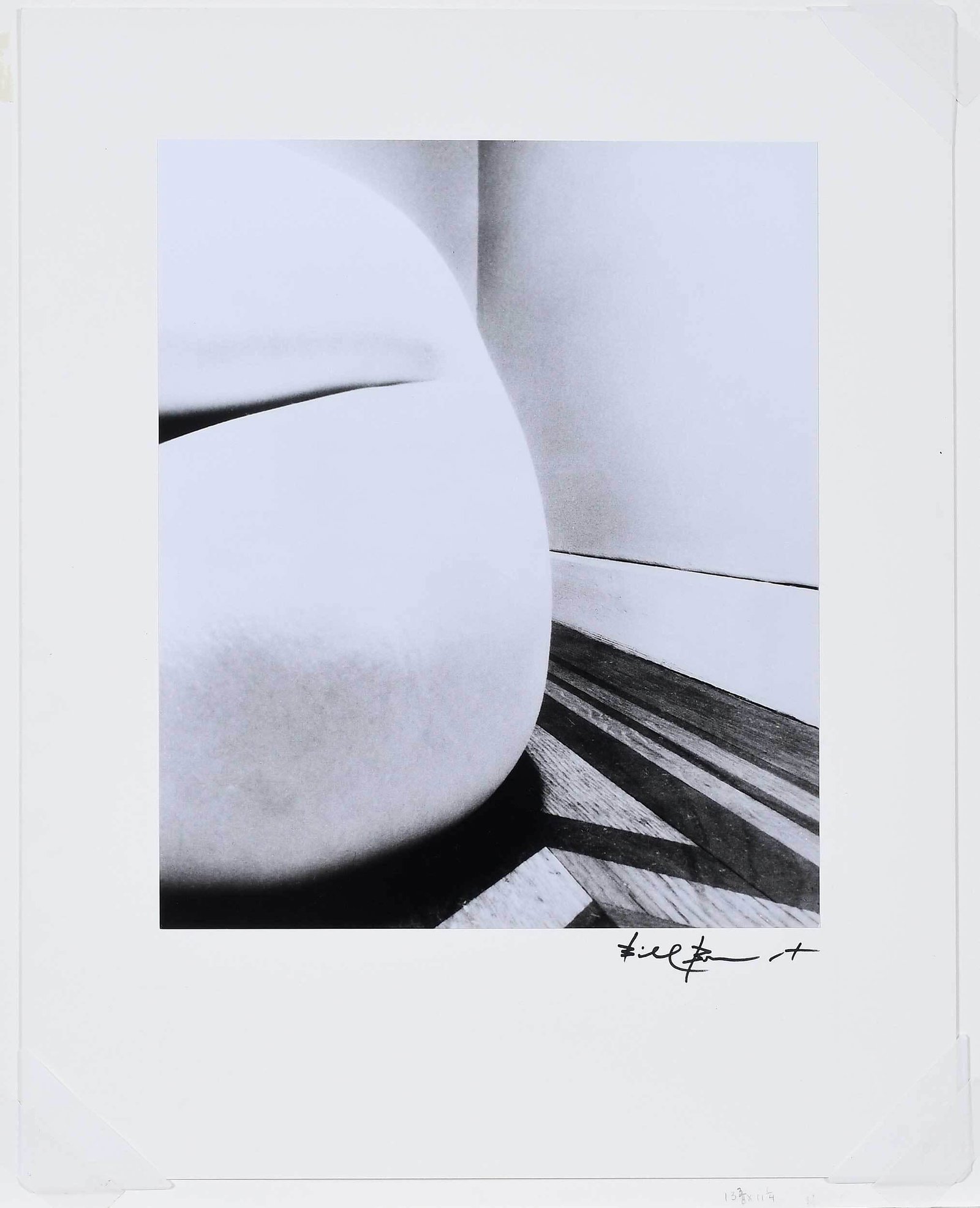 Bill Brandt: (British, 1904-1983) Nude on a Patterned Floor, Belgravia, signed mount recto, gelatin silver print, sheet 13-3/4 x 11-1/4 in.; matted, 22 x 18 in. Provenance: The Halsted 831 Gallery, Birmingham, Mic