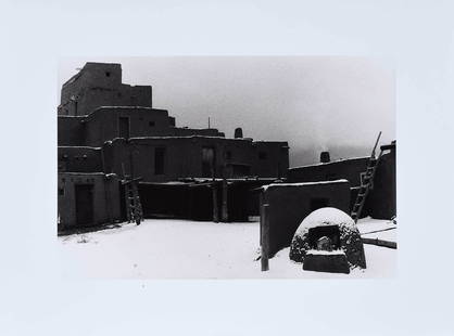 Bernard Plossu: (Vietnam, 1945) Taos Pueblo, 1977, signed and dated, gelatin silver print, 11 x 14 in.; unframed Provenance: Private Collection, Wisconsin