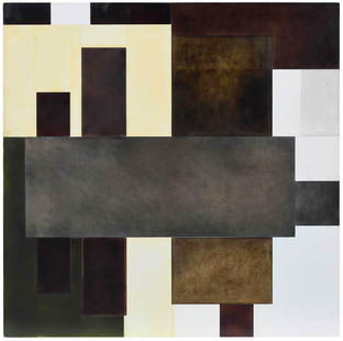 Greg Parker Abstract Composition: (Maine, born 1952)Untitled, 2006, signed verso "Parker 2006.302", oil, graphite, and pigment on panel, with integral frame, 30 x 30 x 2-1/4 in. .Provenance: Obelisk Gallery, Boston, Massachusetts, #