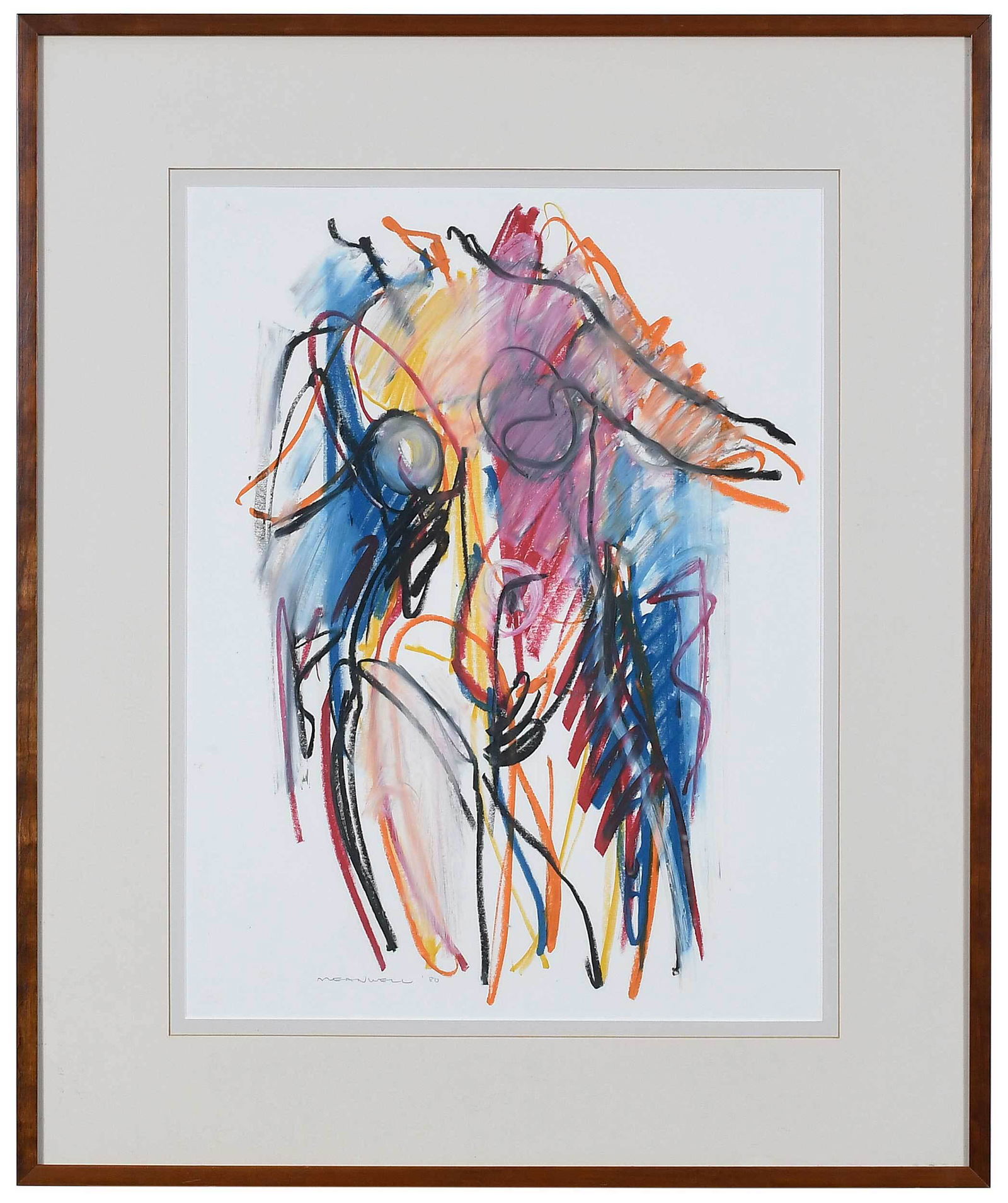 Jack Meanwell Figural Drawing: (Ohio/Canada, 1919-2005) Untitled, nude female torso, 1980, signed lower left "Meanwell '80", conte crayon, sight 24-1/8 x 18-1/2 in. . Provenance: Private Collection, Cincinnati, Ohio