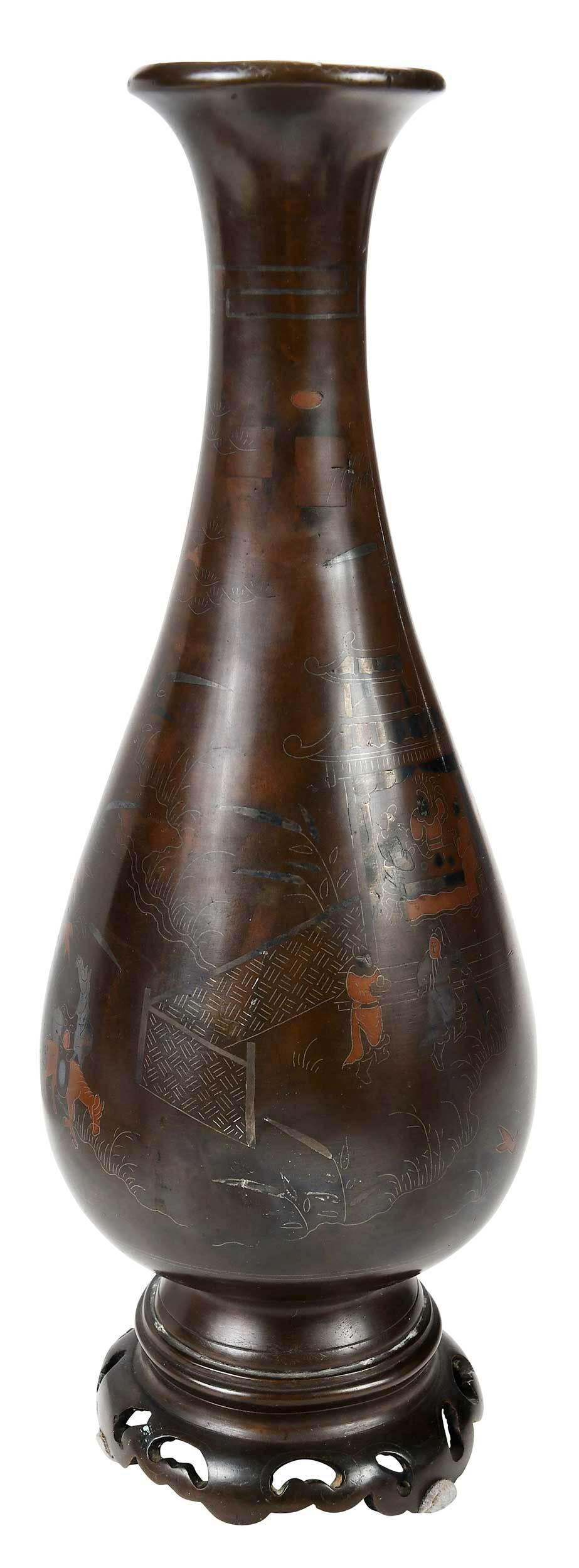 Chinese Bronze Mixed Metals Vase (1 of 14)