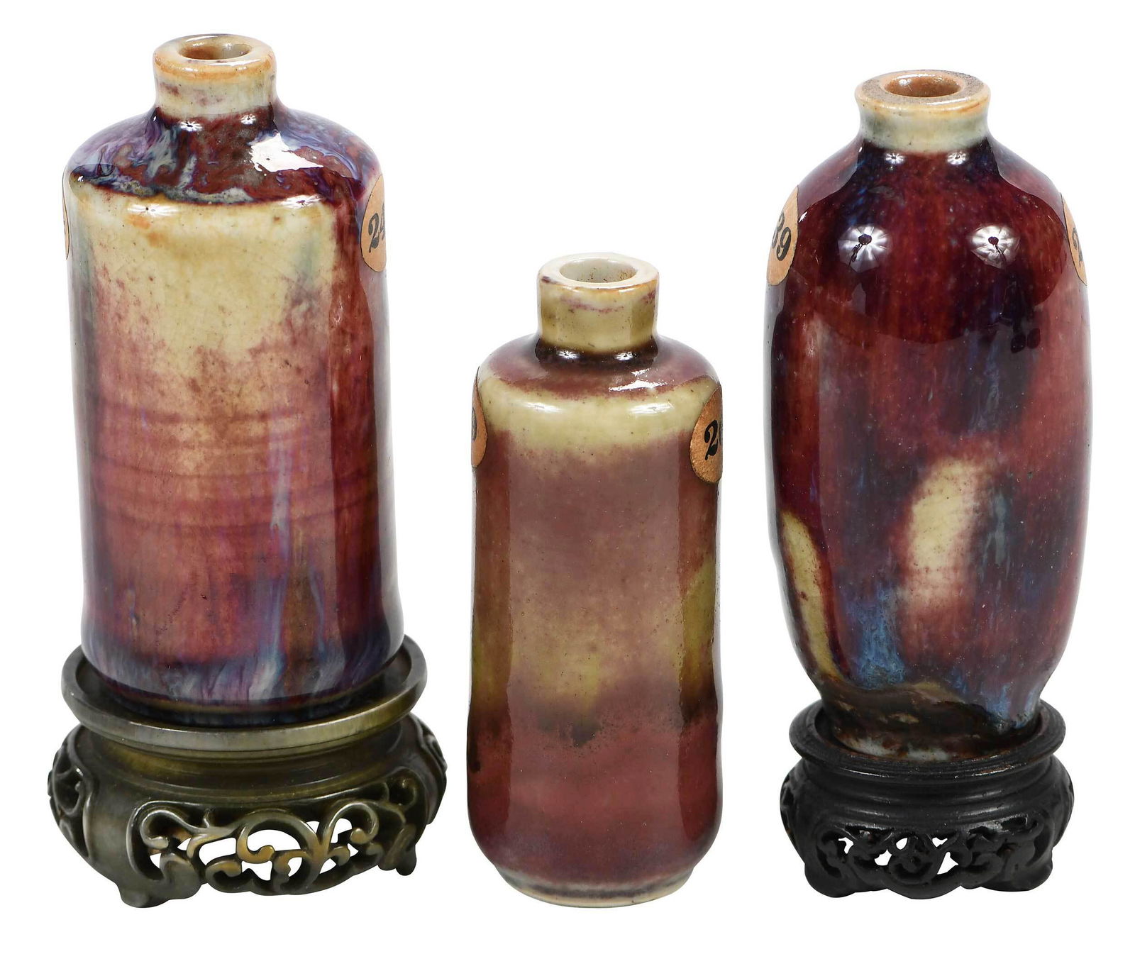 Three Chinese Flambe Porcelain Miniature Vases (1 of 8)