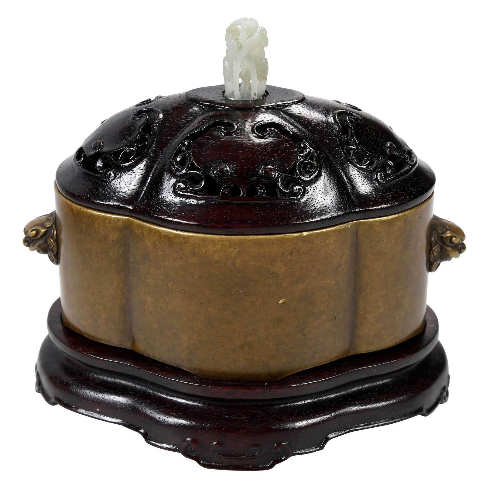 Chinese Bronze Lidded Censer with Stand (1 of 10)