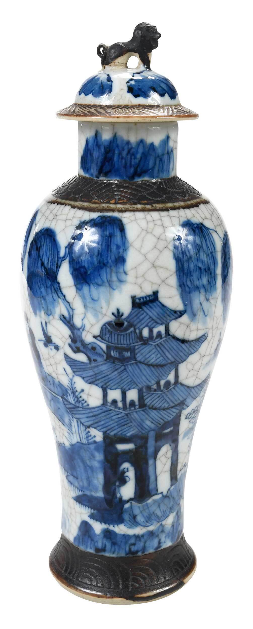 Chinese Underglaze Blue Vase with Foo Dog Lid (1 of 15)