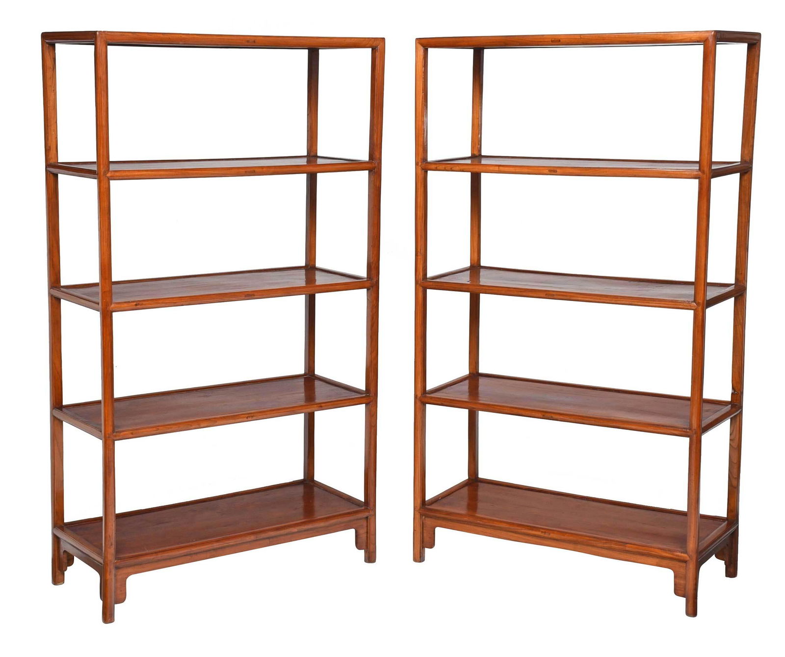 Pair Chinese Elm Wood Bookshelves (1 of 8)
