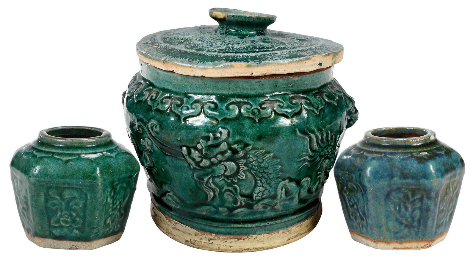 Three Chinese Green Glazed Ceramic Vessels (1 of 17)