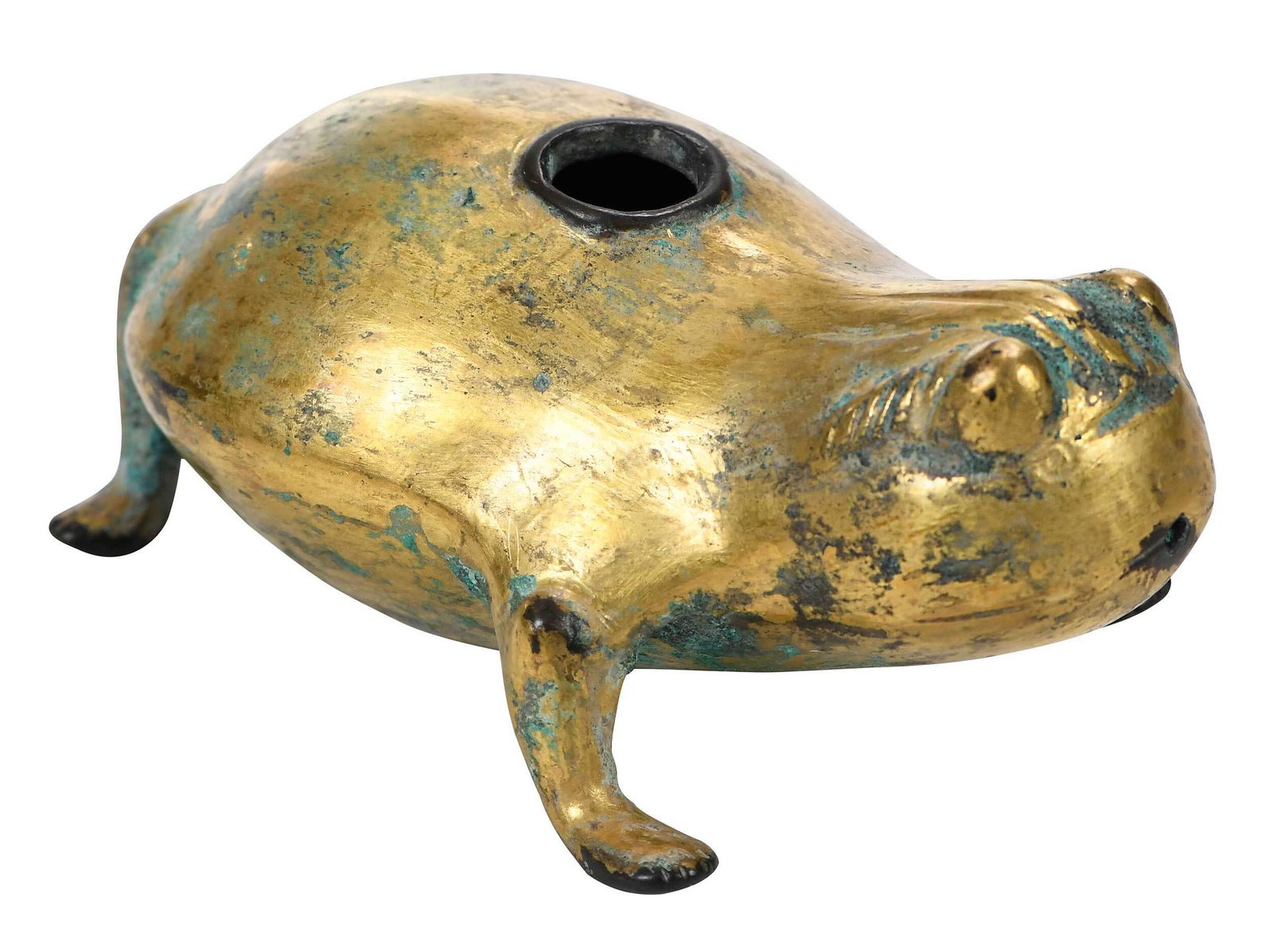 Chinese Zhou Dynasty Style Gilt Bronze Toad Waterdropper (1 of 7)