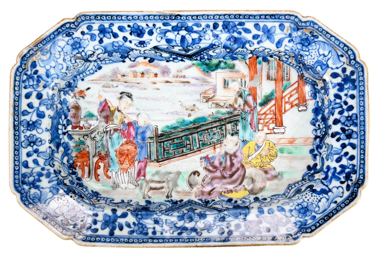 Chinese Rectangular Underglaze Blue and Enamel Dish (1 of 10)