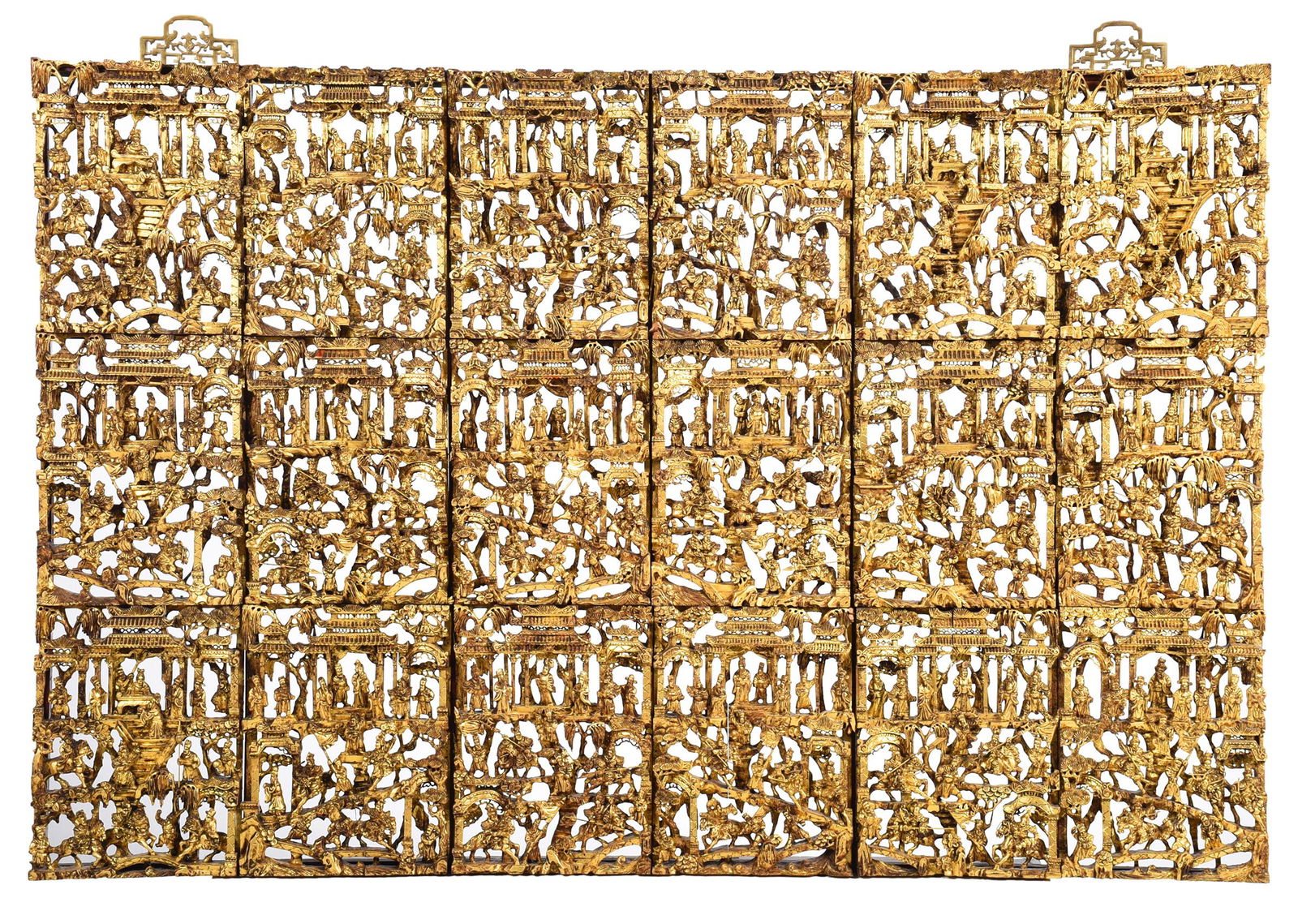 Chinese Chaozhou Giltwood Carving, as Headboard (1 of 9)