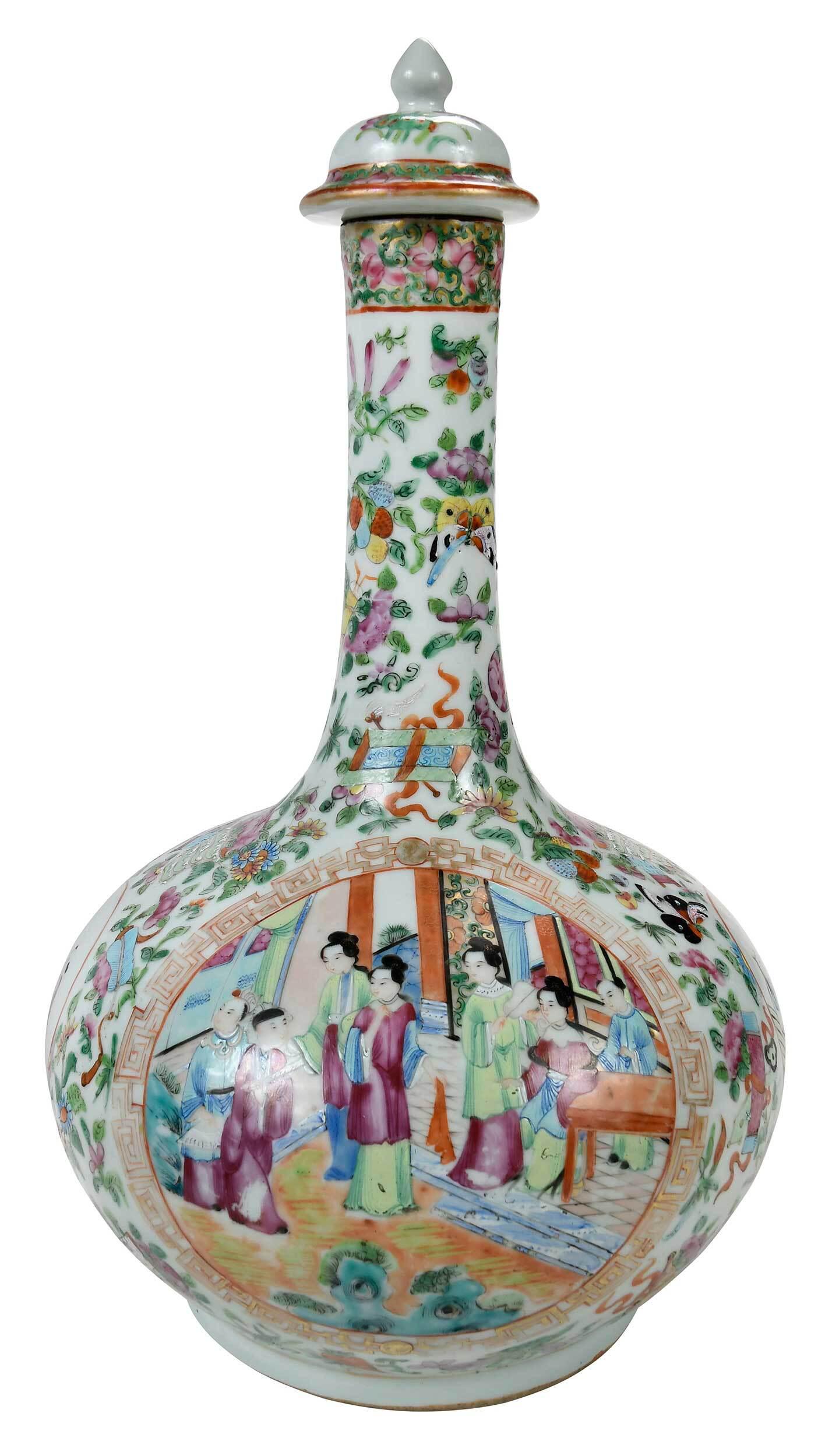 Chinese Famille Rose Porcelain Bottle Vase (1 of 14)