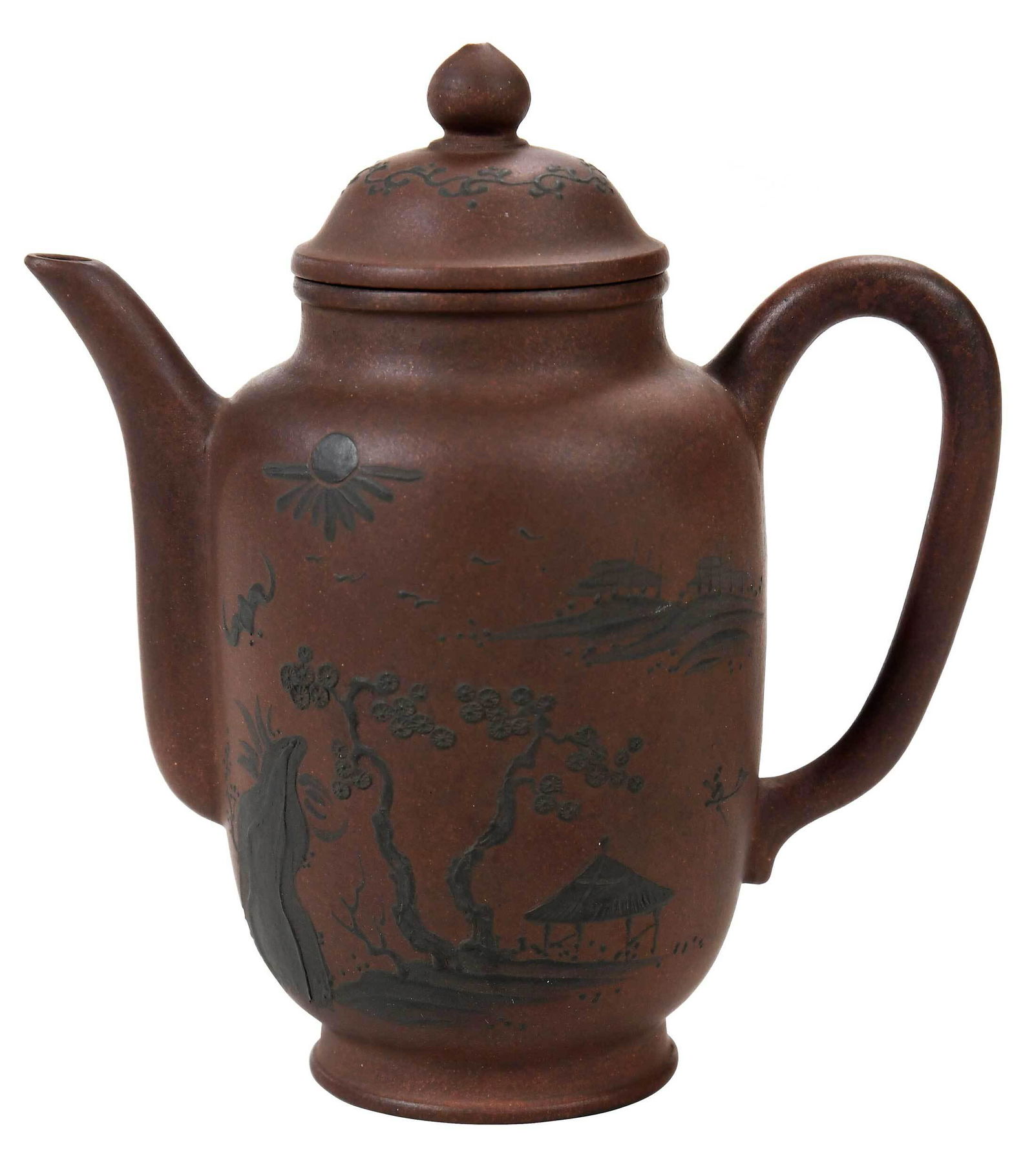 Yixing Lidded Teapot with Applied Landscape Decoration (1 of 11)