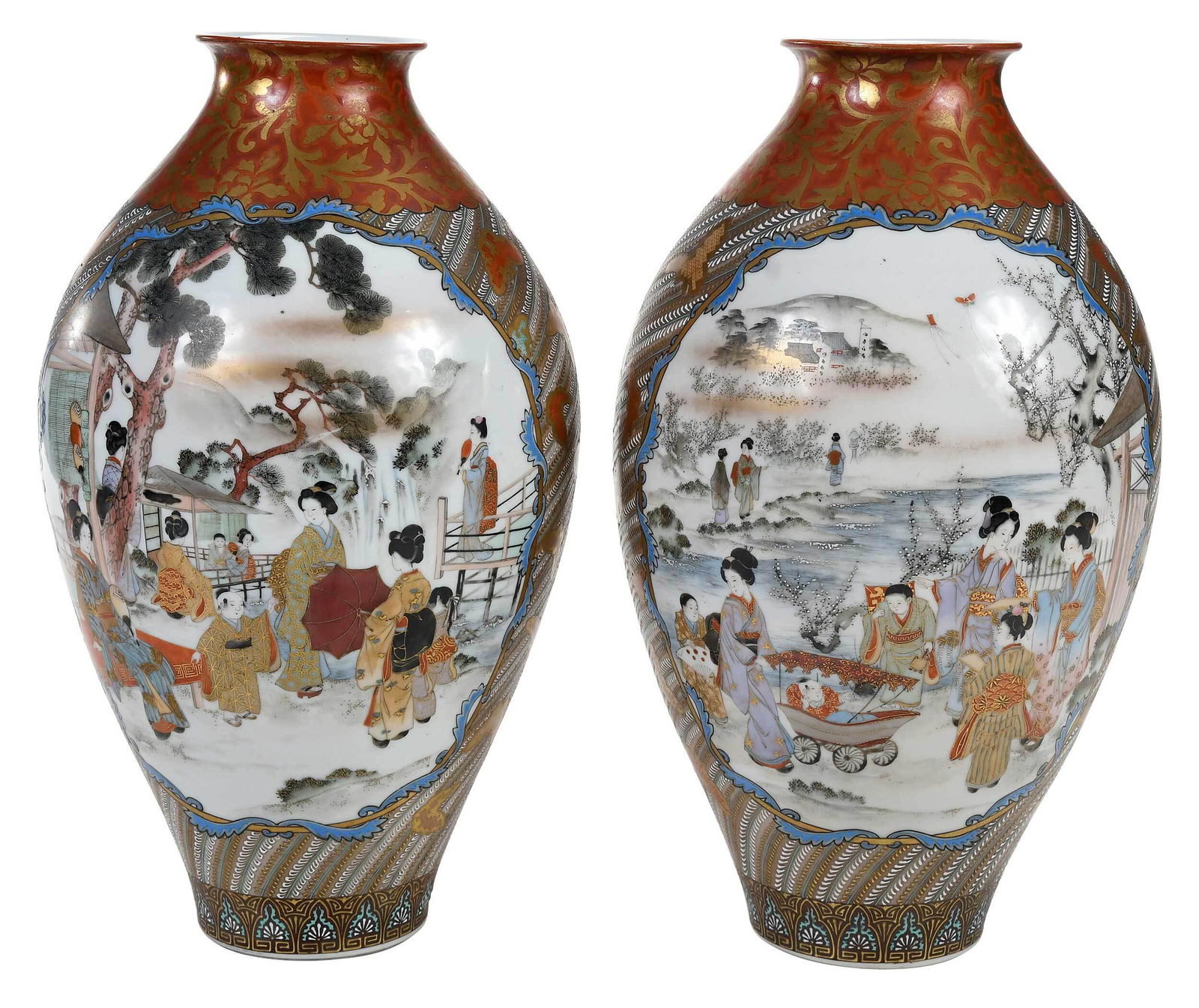 Pair of Japanese Kutani Vases (1 of 17)