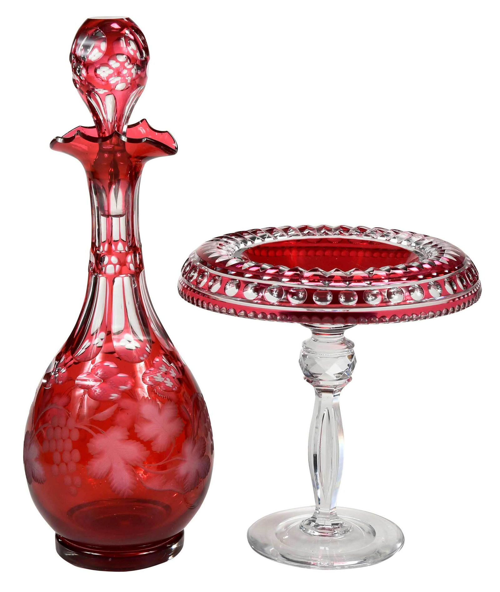 Two American Colored Cut Glass Table Objects (1 of 6)