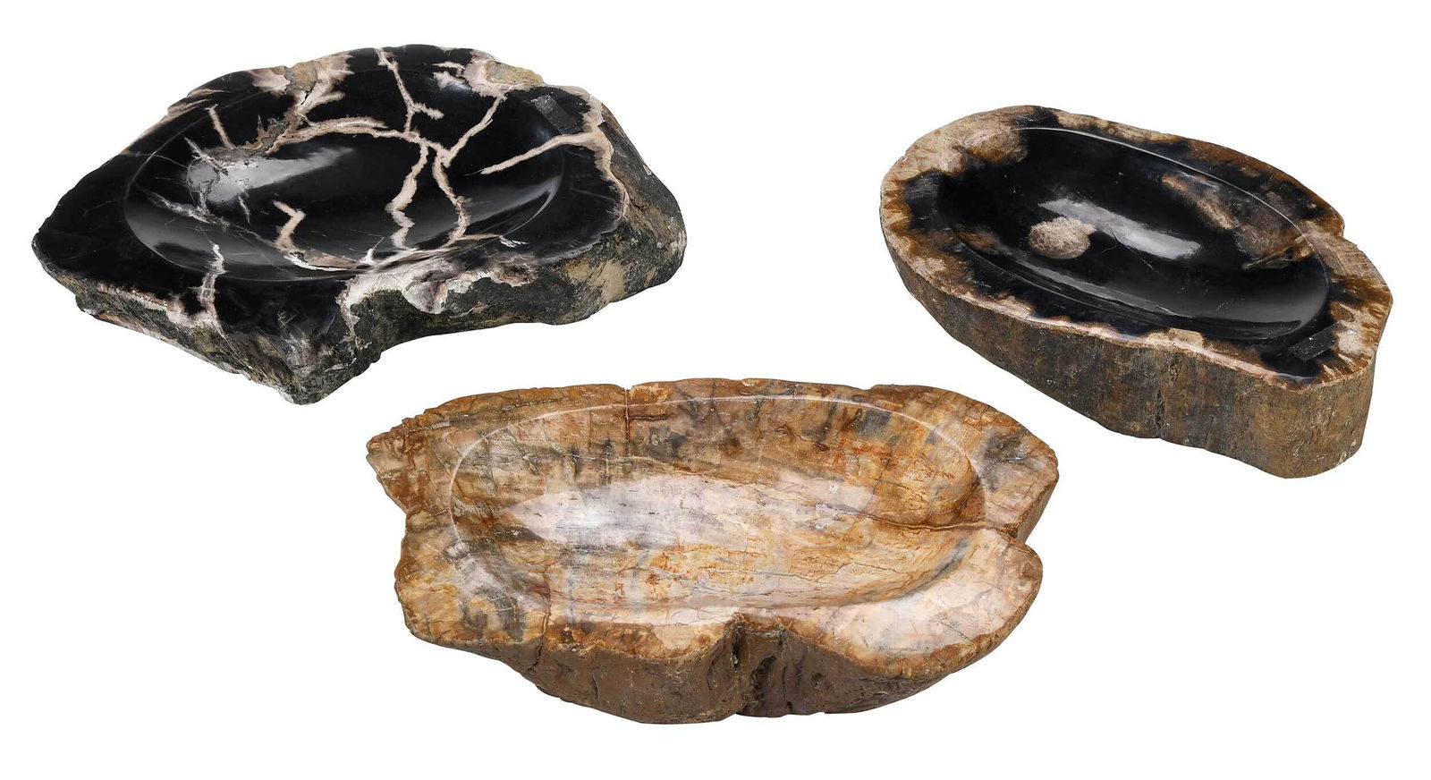 Three Petrified Wood Bowls (1 of 5)