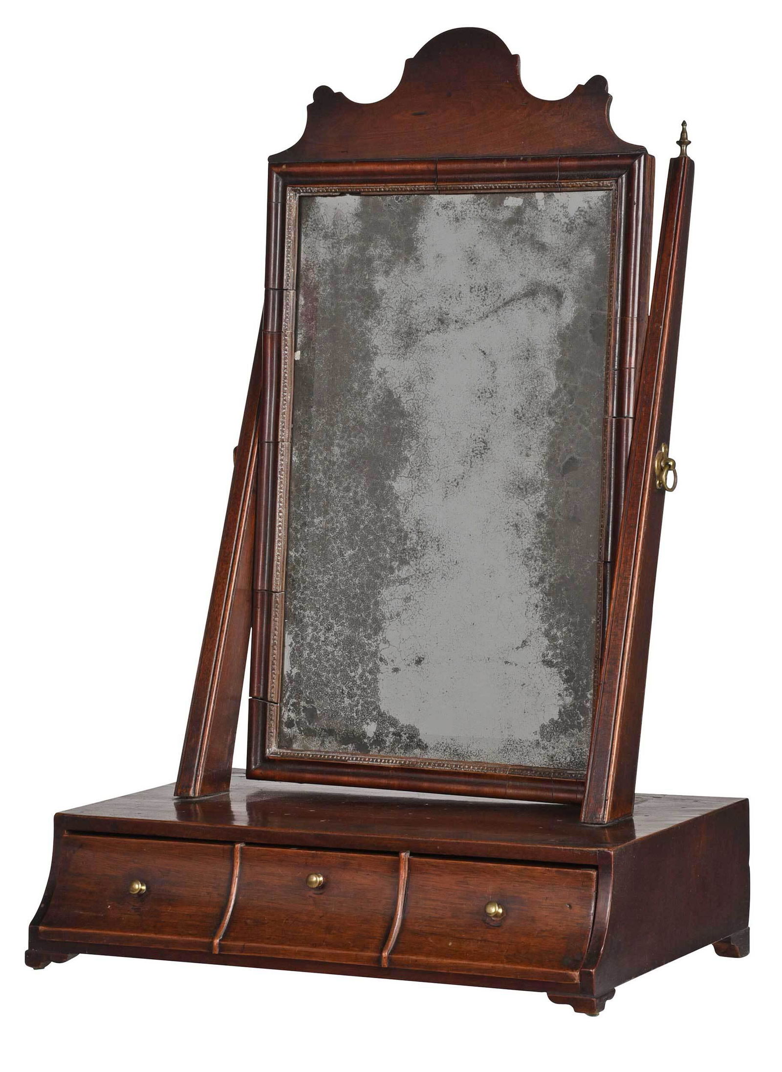 George III Mahogany Shaving Mirror and Stand with Drawer (1 of 6)