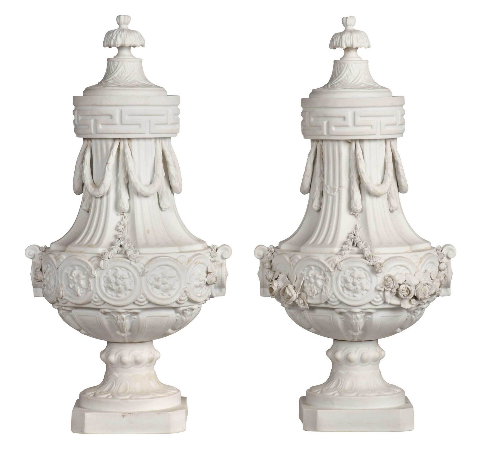 Pair of Parian Ware Covered Urns (1 of 13)