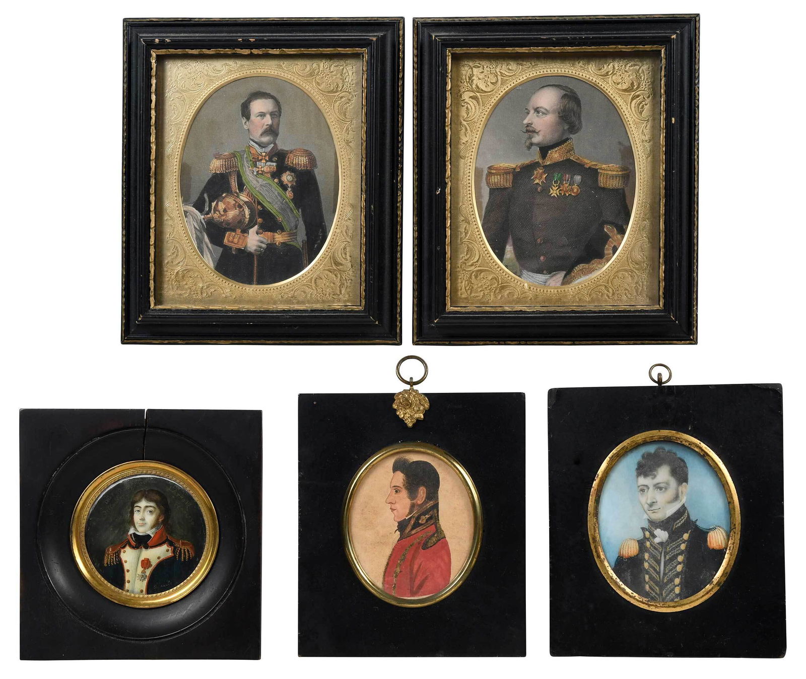Five Portrait Miniatures and Engravings or Military Officers (1 of 10)