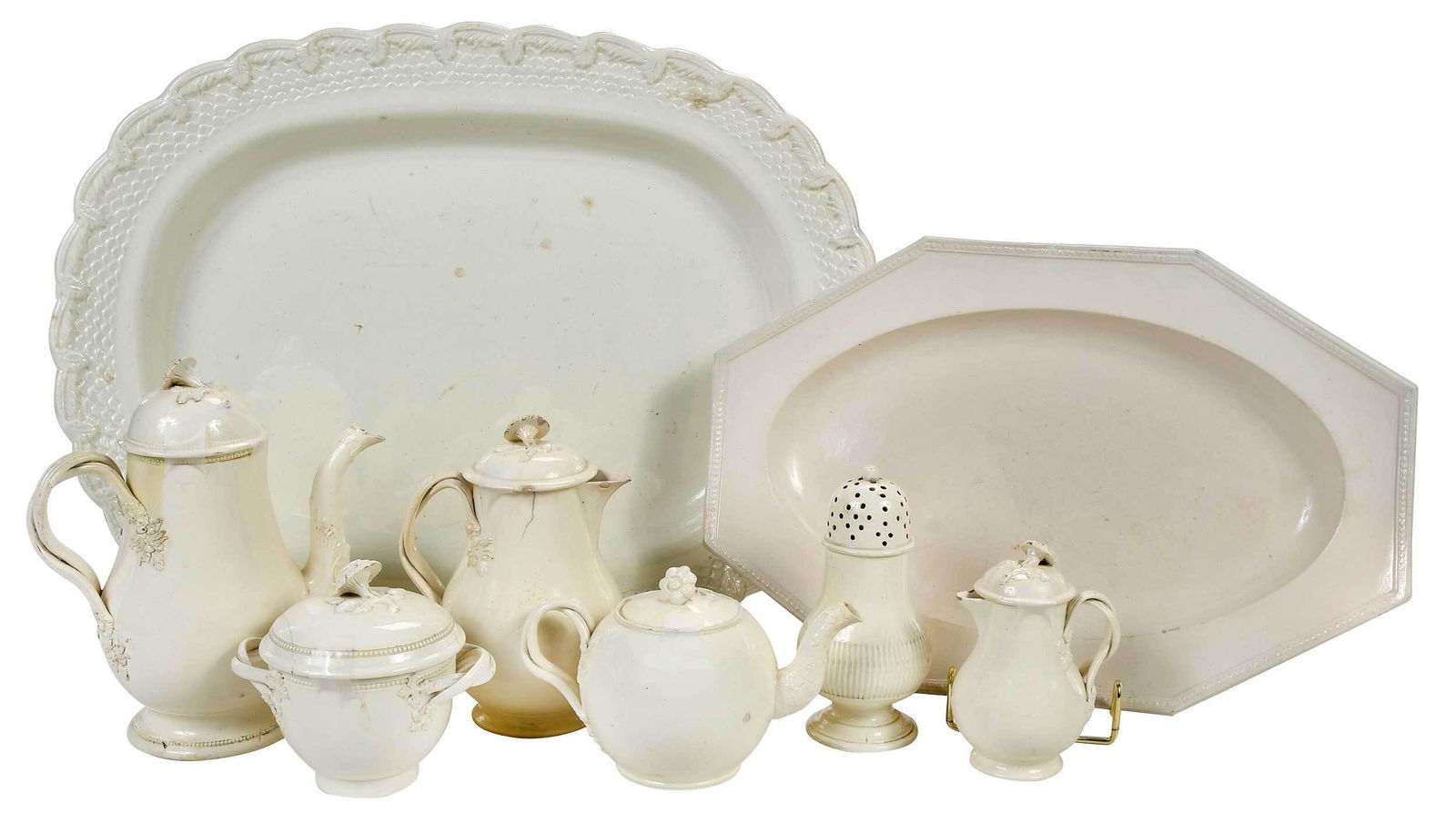 Group of Eight Leeds Creamware Pottery Table Objects (1 of 7)