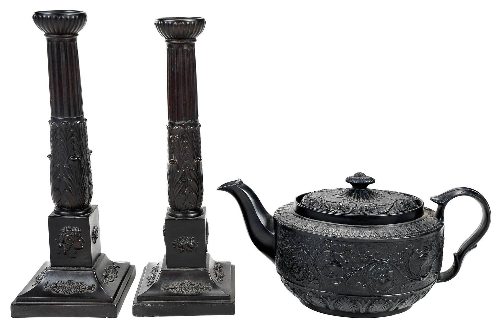 Three British Black Neoclassical Ceramic Items (1 of 11)