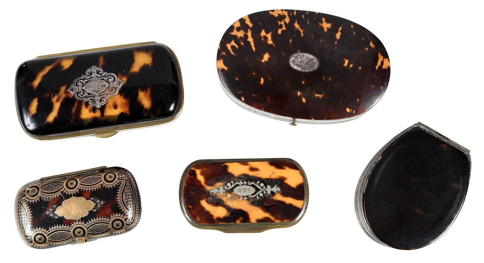 Five Tortoiseshell Boxes, Inlay, Sewing Case (1 of 7)