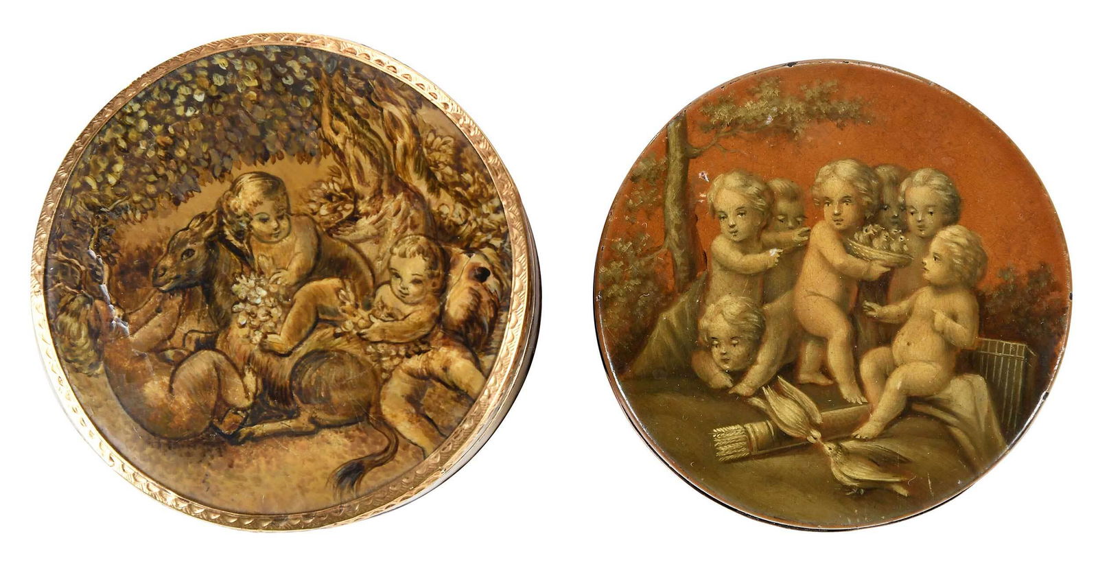 Two Tortoiseshell Hand Painted Boxes With Gold Mounts (1 of 13)