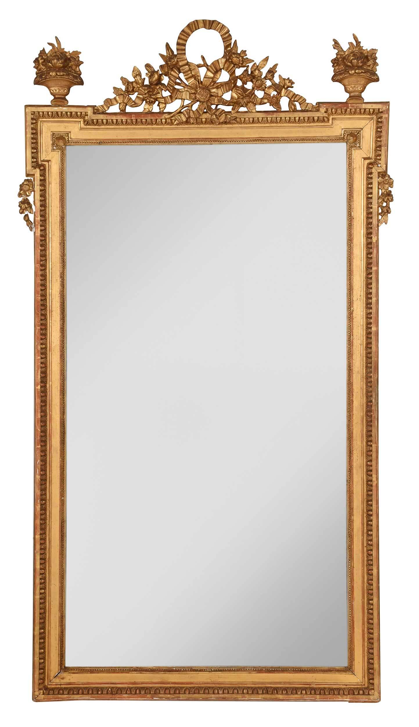 Louis XVI Style Carved and Giltwood Pier Mirror (1 of 7)