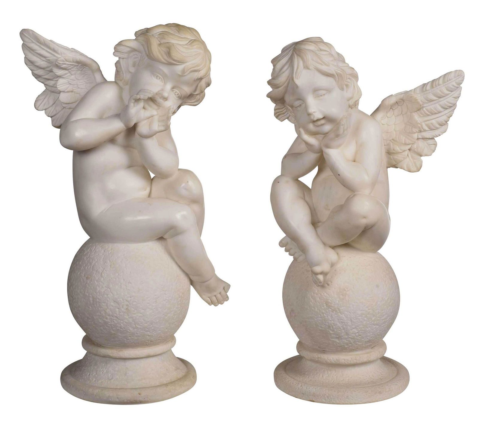 Pair of Cast Marble Cherub Sculptures (1 of 8)