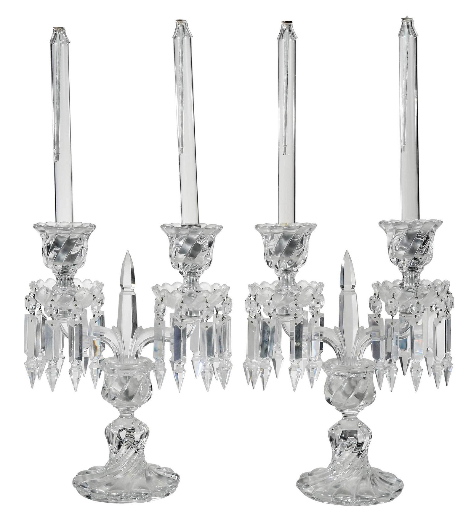 Pair of Baccarat Bambous Crystal Girandoles (1 of 7)