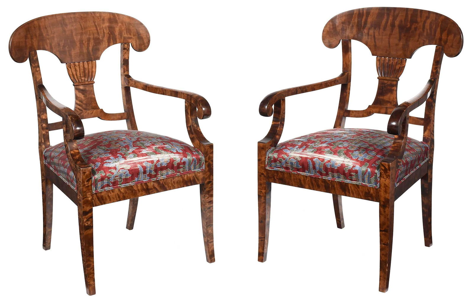 Pair of Biedermeier Birch Open Armchairs (1 of 12)