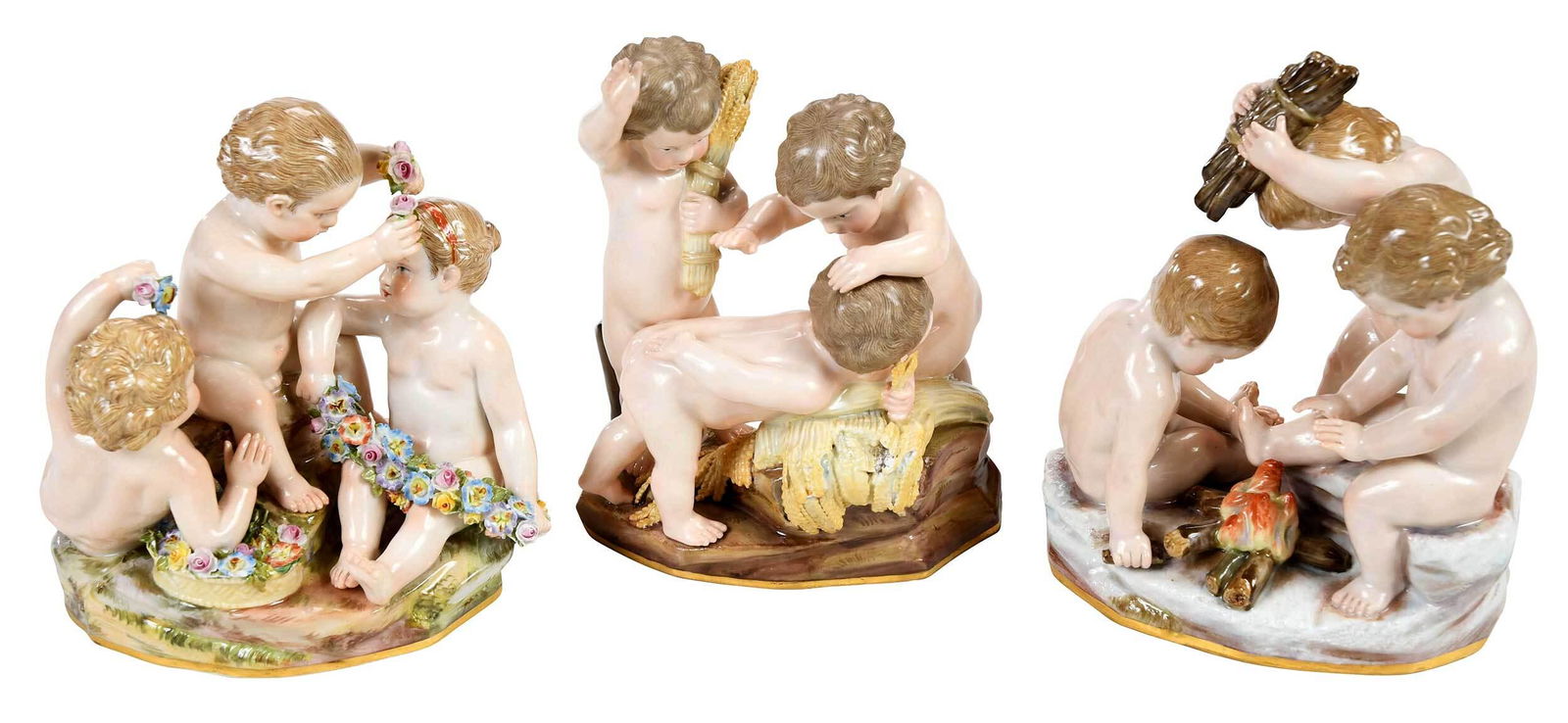 Three Meissen Porcelain Putti Figural Groups (1 of 19)