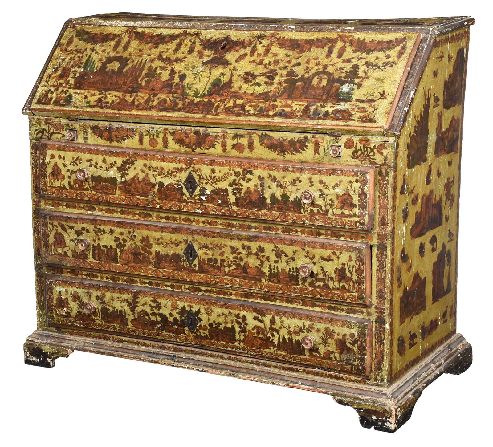 Venetian Baroque Lacca Povera Pale Green Painted Desk (1 of 11)