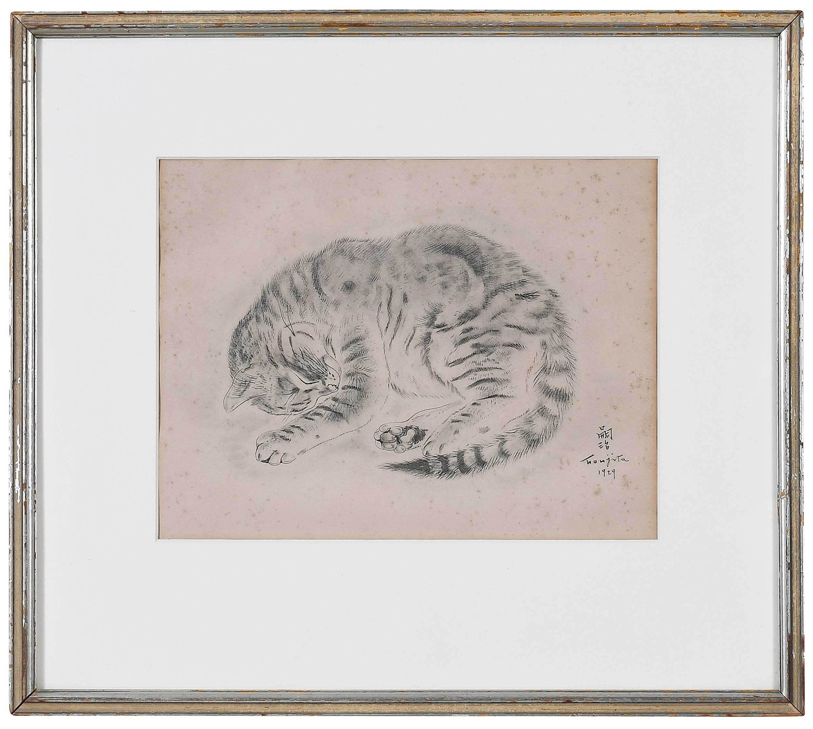 Leonard Tsuguharu Foujita: (French/Japanese, 1886-1968) Cat (BII.30.127), from A Book of Cats being Twenty Drawings by Foujita, New York: Covici Friede, 1930, signed in image, "Made in France" ink stamp, collotype on Japanese v