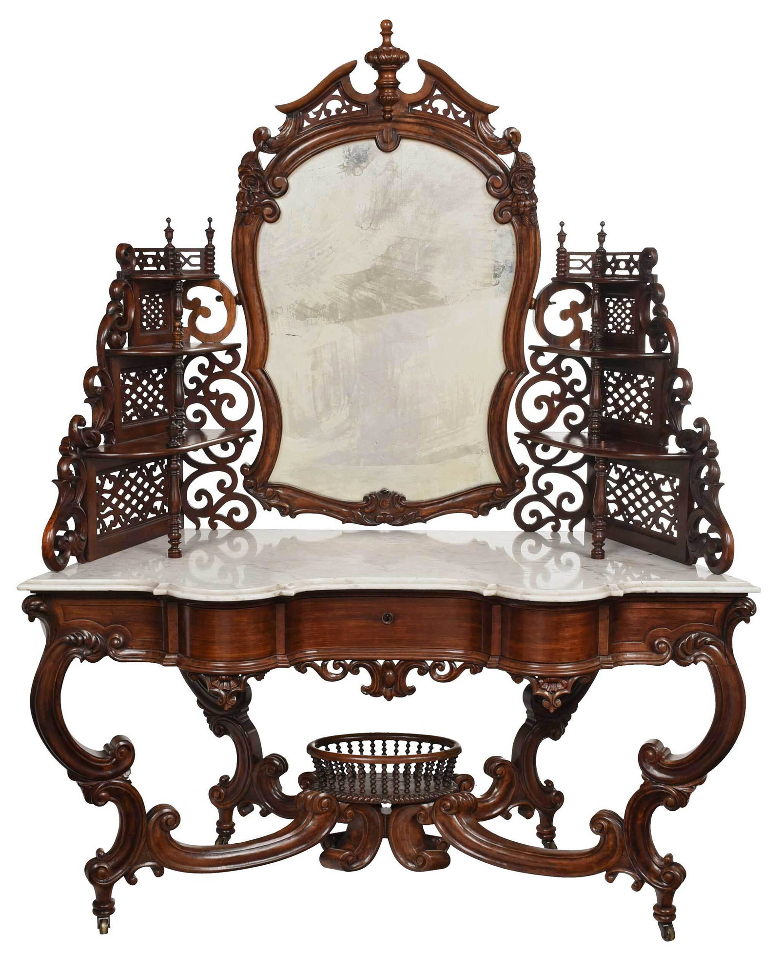 Meeks American Rococo Revival Carved Rosewood Dressing Table (1 of 12)
