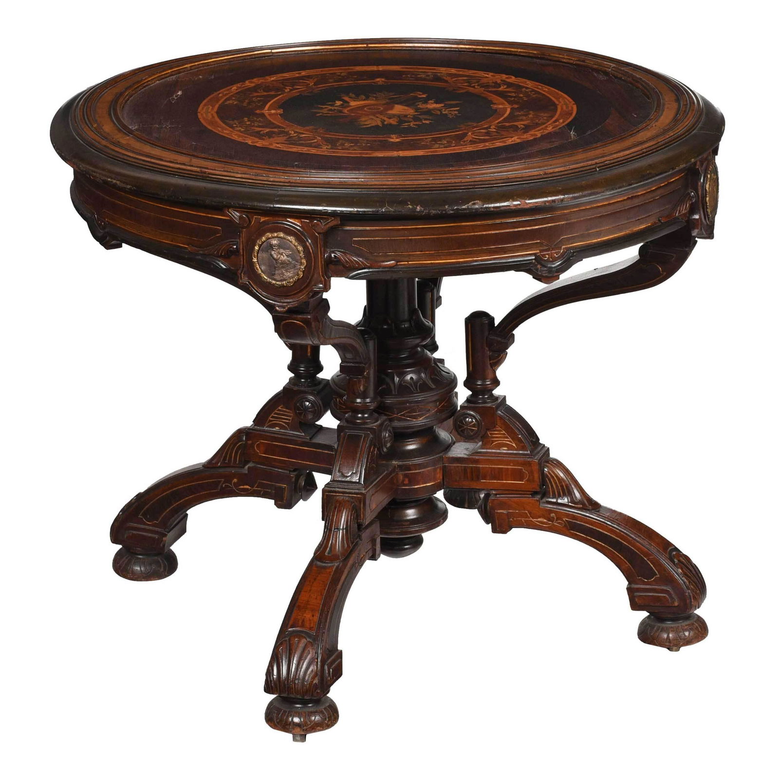 Aesthetic Movement Marquetry Inlaid Bronze Mounted Center Table (1 of 11)