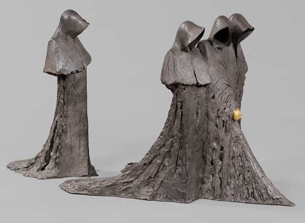 Philip Jackson: (British, born 1944) Cloister Conspiracy II, 1994, edition 2/8, in two pieces, signed, numbered and stamped with foundry mark "Jackson 2/8 Morris Singer Founders London" on priest's robe, cold-painted