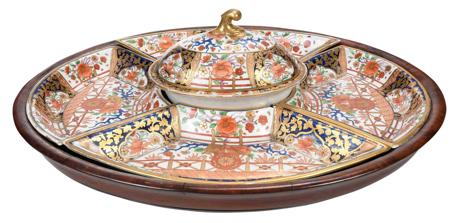 Five Piece Porcelain Sweetmeat Set in the Imari Palette (1 of 7)
