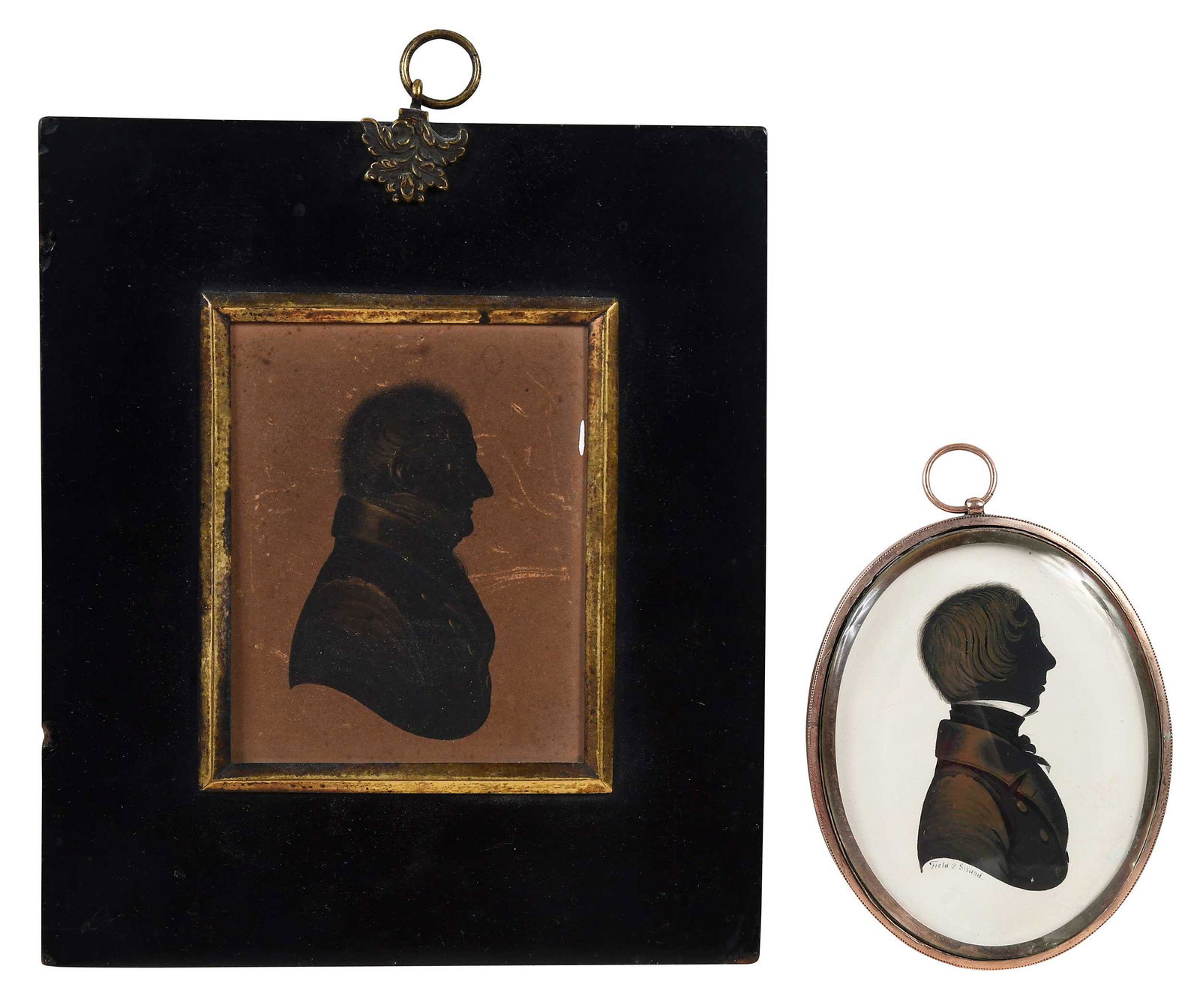 John Field: (British, 1771-1841) James Lander, signed lower right "Field 2 Strand.", label verso reads "James Lander Aug. 1842/To their Majesties/Field, Profile Painter ...", ink and bronzing on cream paper, sigh