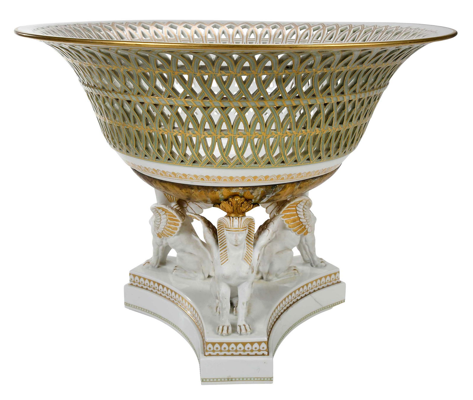 KPM Reticulated Porcelain Center Bowl on Sphinx Pedestal (1 of 17)