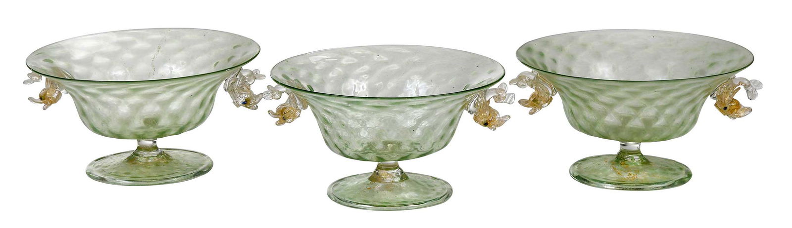 Set of 11 Murano Glass Dolphin Footed Bowls (1 of 9)
